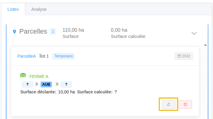 bouton édition de parcelle