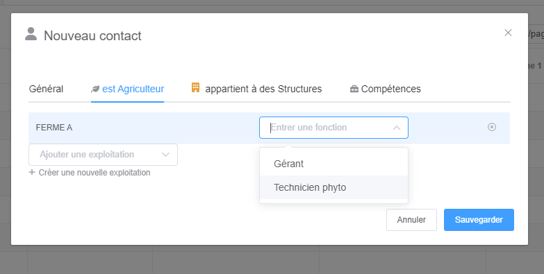 formulaire contact onglet agriculteur avec exploitation