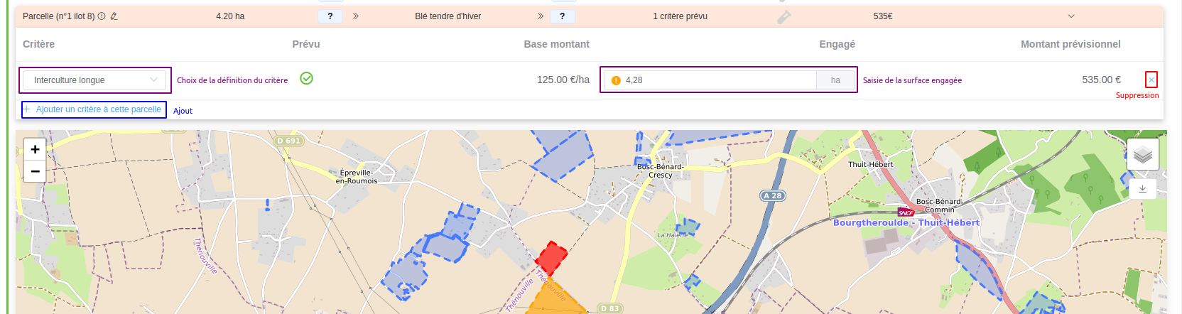 detail engagement parcelle