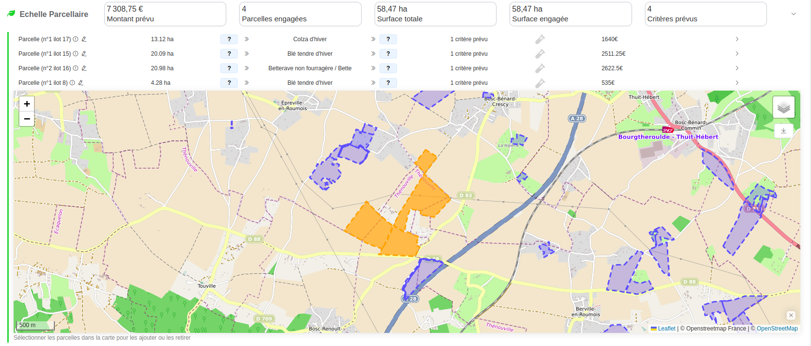 carte engagement parcelles