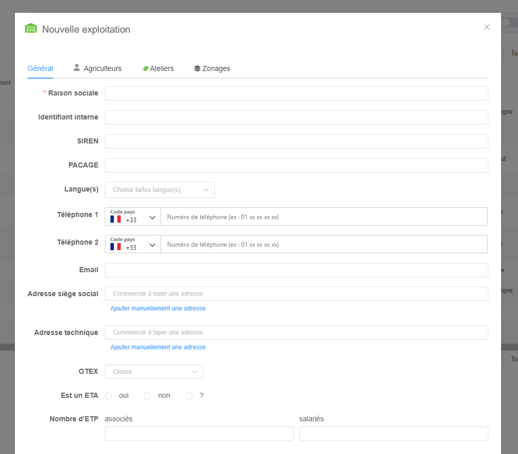 formulaire exploitation