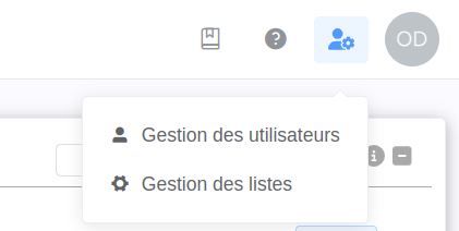 Menu Gestion des utilisateurs
