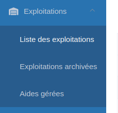 Navigation vers liste des exploitations