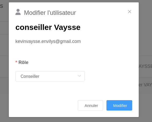 Modification du rôle