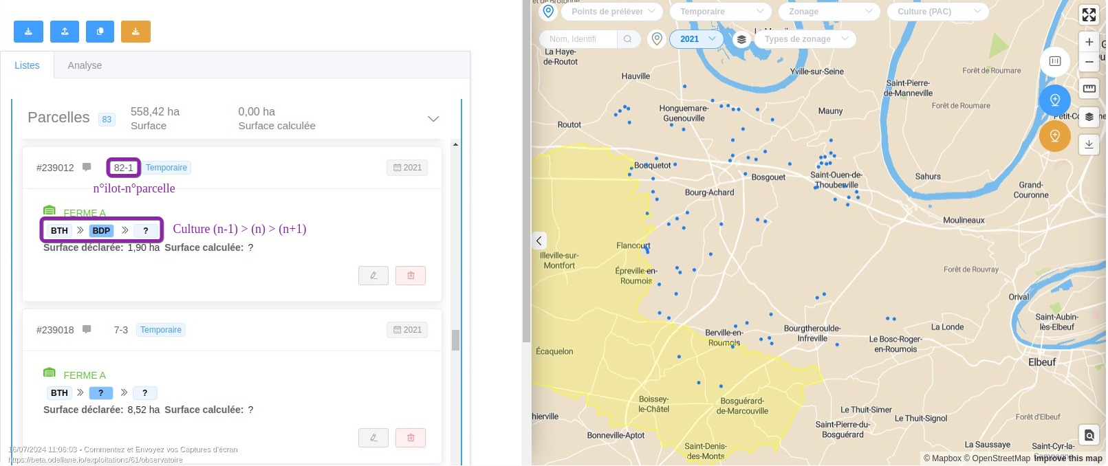 parcelles dupliquées